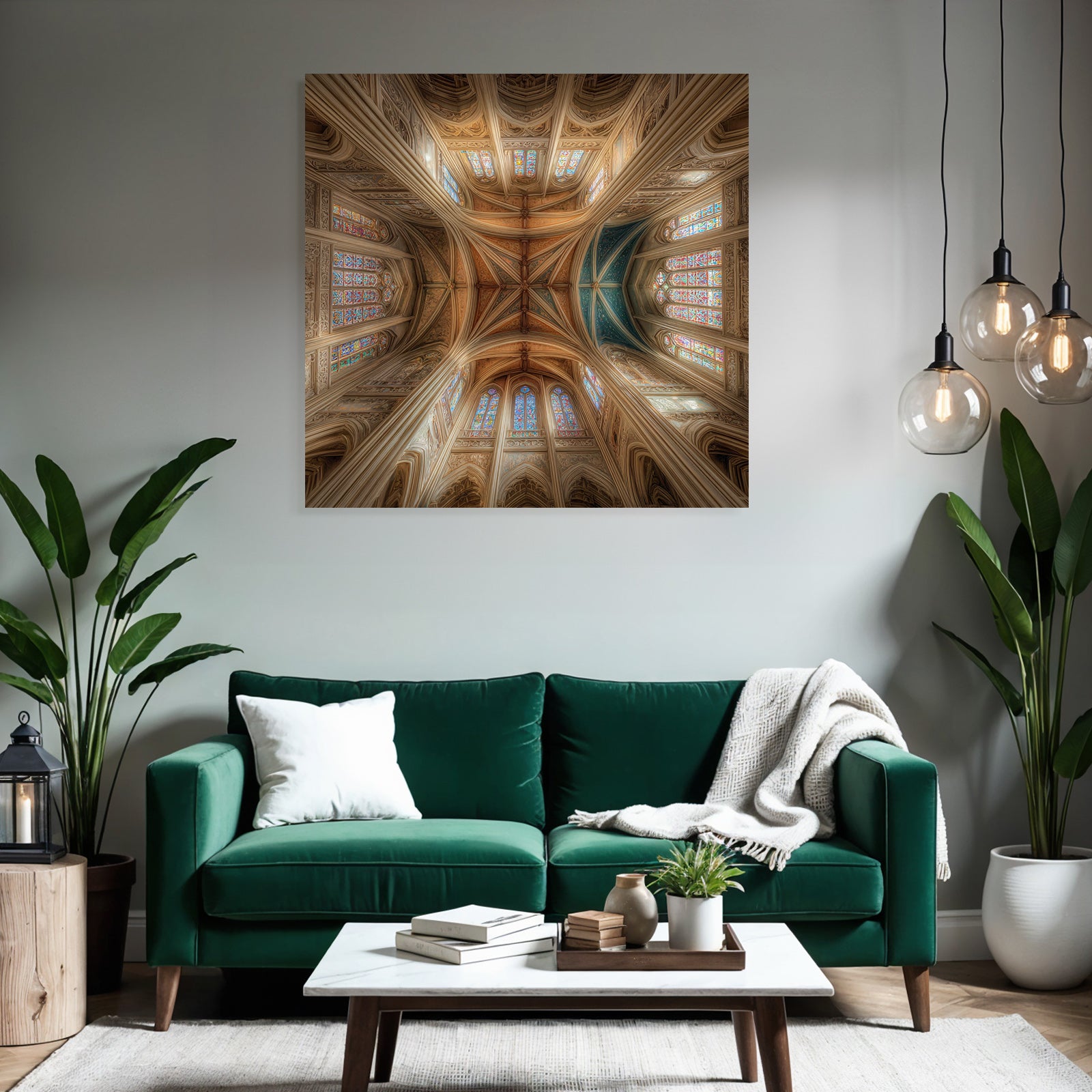 Innenraum Decke Kathedrale Ornamentiert Buntes Verglasung
