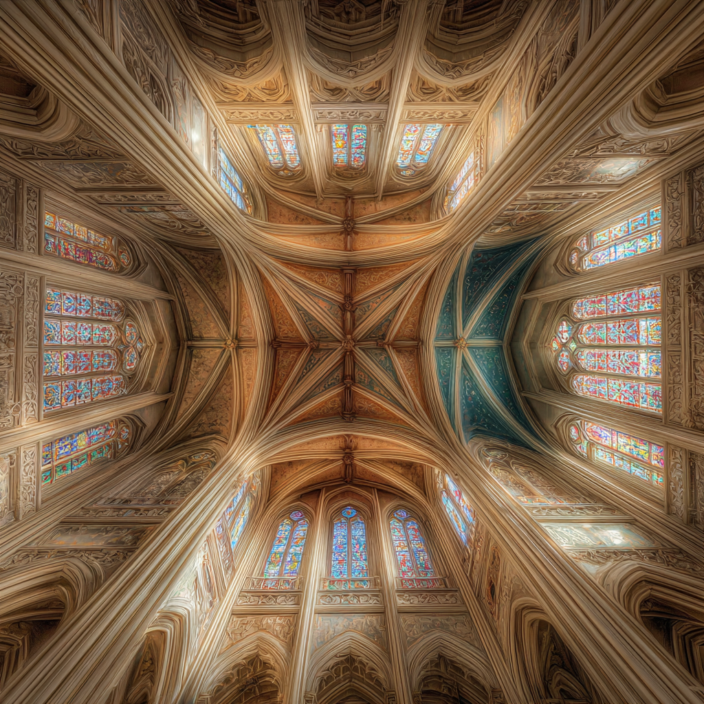Innenraum Decke Kathedrale Ornamentiert Buntes Verglasung | Sakrale Bauten | Architektur