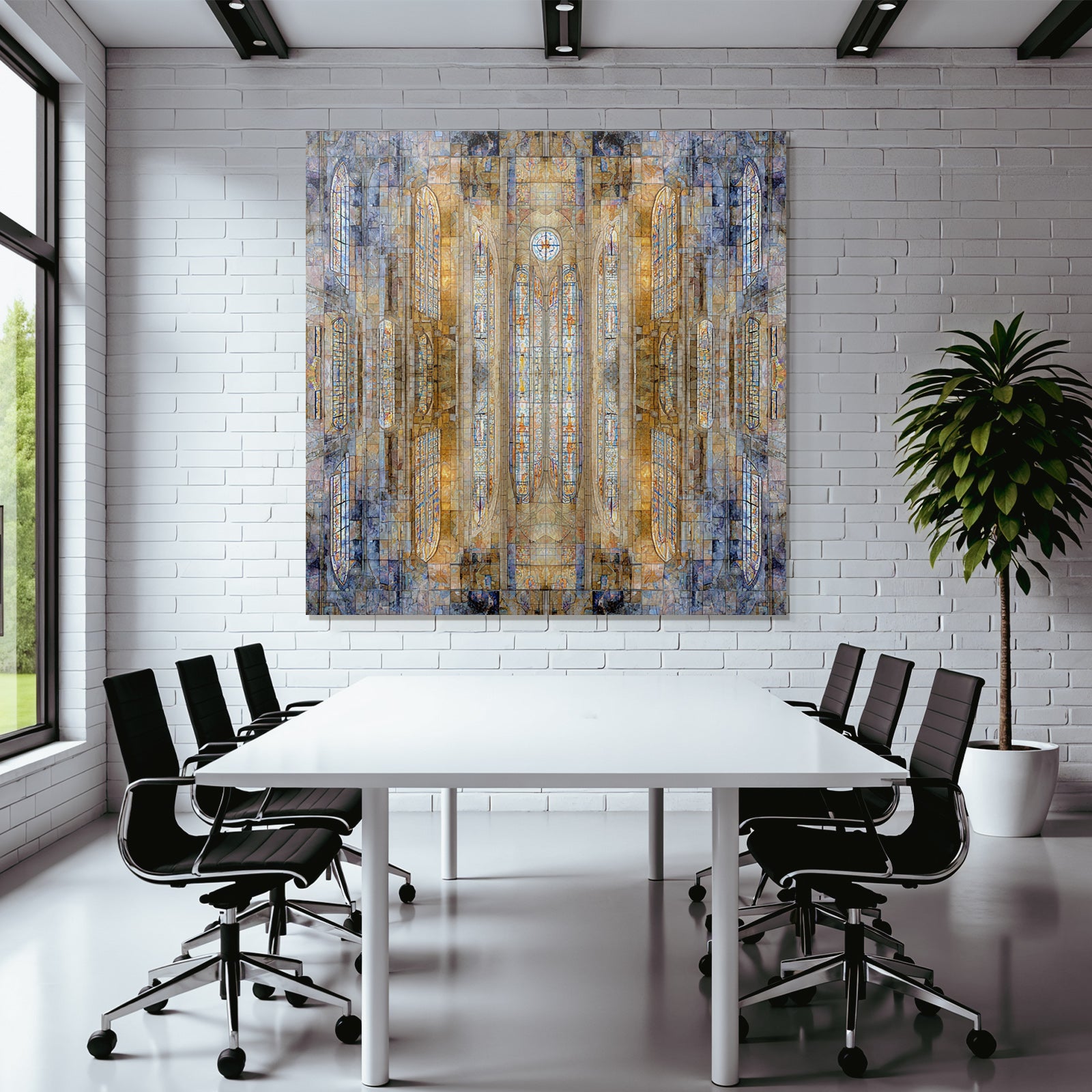 Intrikates Design Von Glasmalerei Fenstern Geistliche