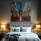 Kathedrale Innenraum Hohe Gewölbte Decke Mit Buntglasfenstern