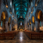 Kathedrale Innenraum Hohe Gewölbte Decke Mit Buntglasfenstern | Sakrale Bauten | Architektur