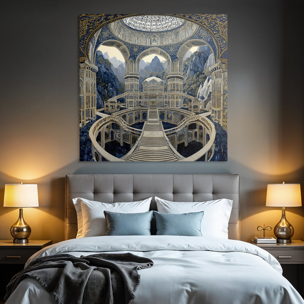 Stimmungsvolle Im Blaün Und Goldenen Fantasie Stil