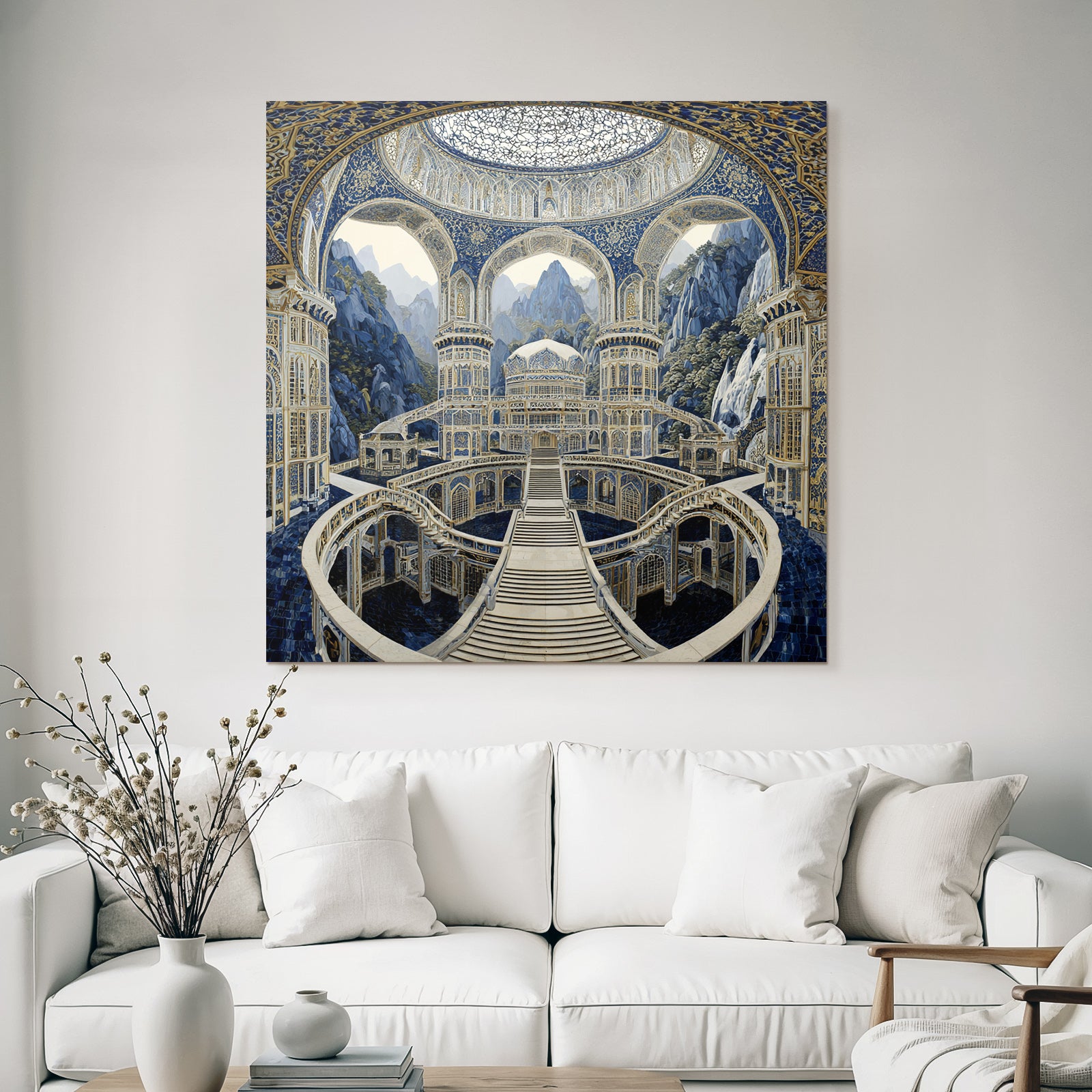 Stimmungsvolle Im Blaün Und Goldenen Fantasie Stil