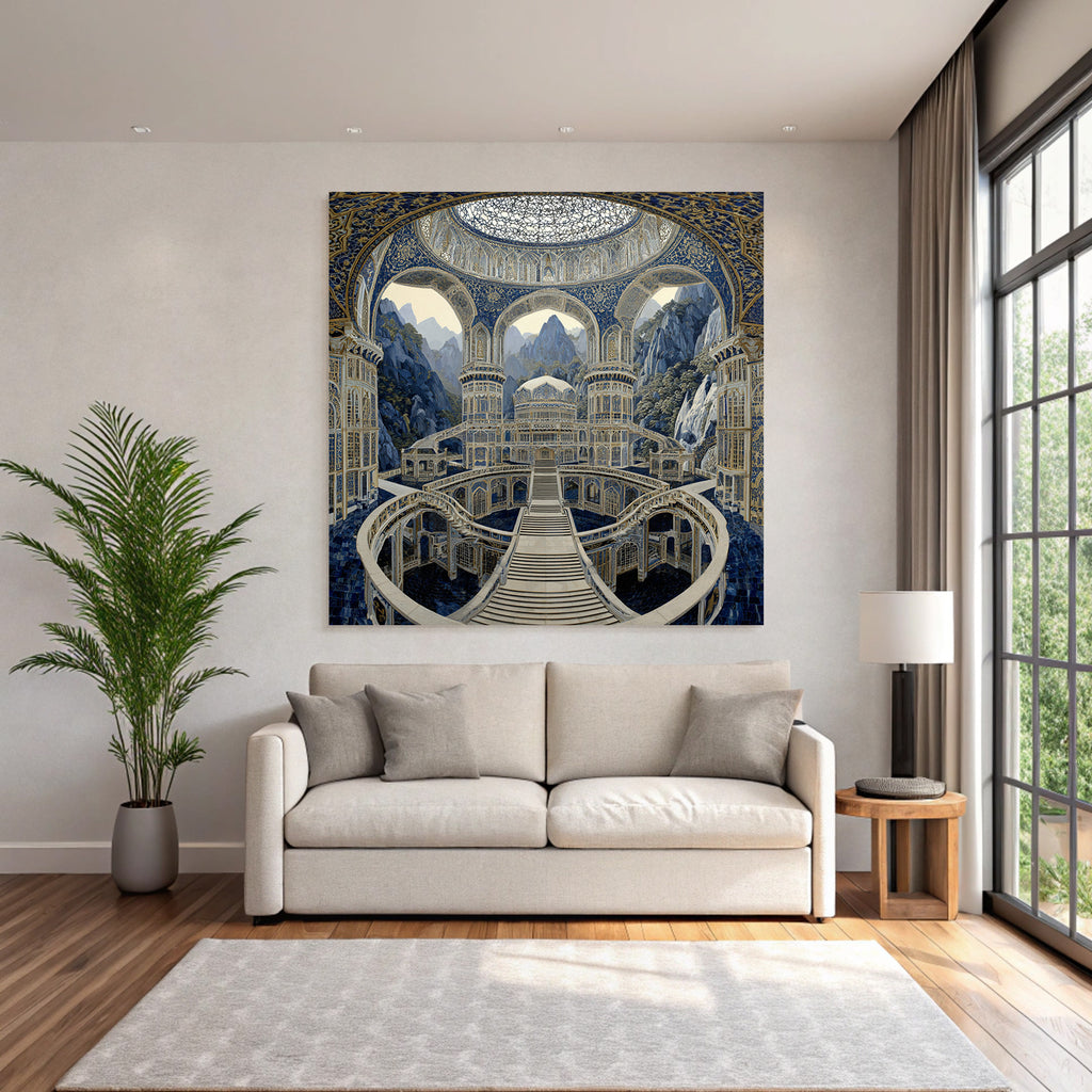 Stimmungsvolle Im Blaün Und Goldenen Fantasie Stil