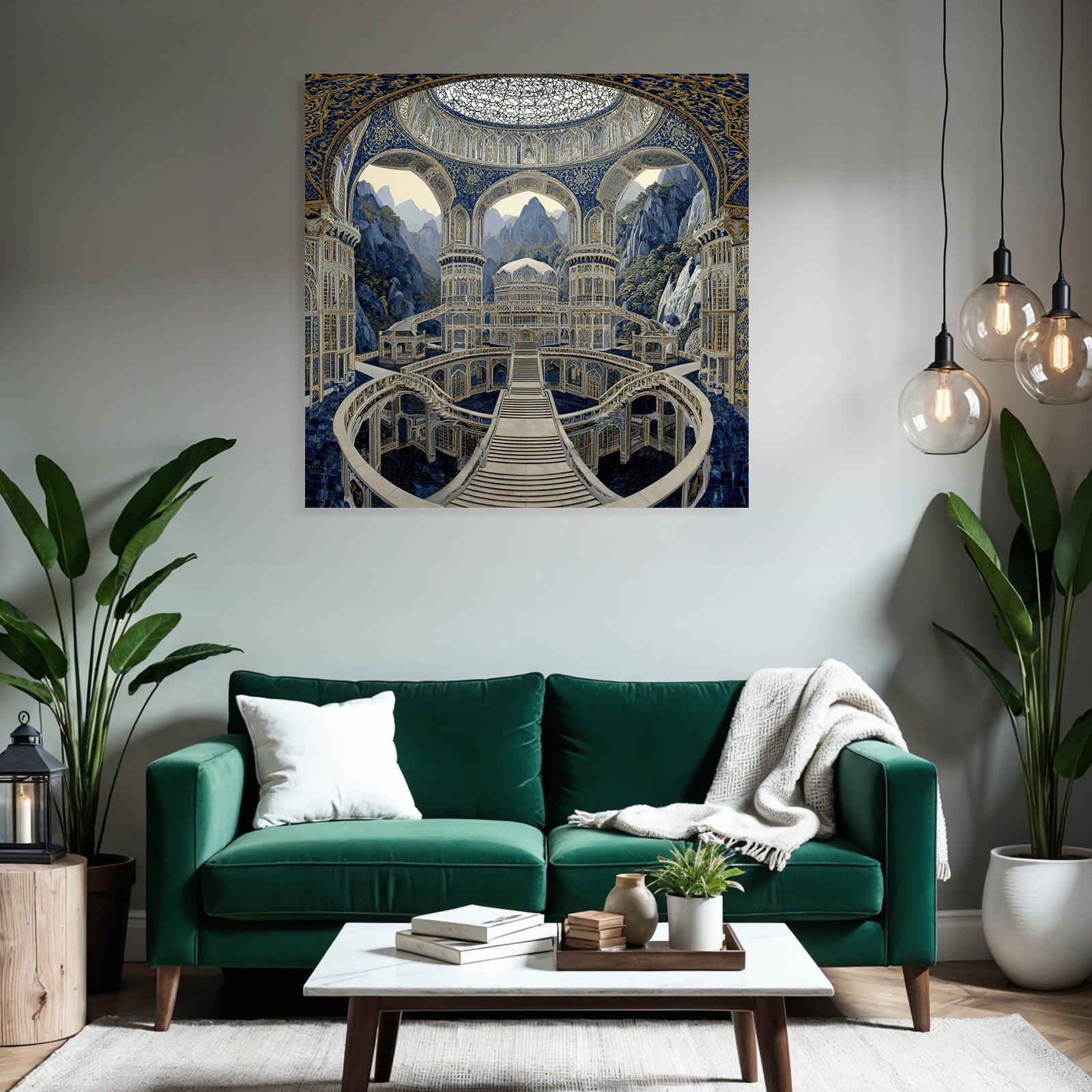 Stimmungsvolle Im Blaün Und Goldenen Fantasie Stil