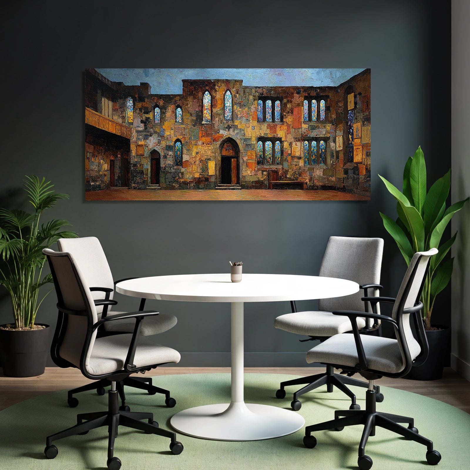 Alte Ruine Mit Fenstern Und Stahlglas Vibrante Farben