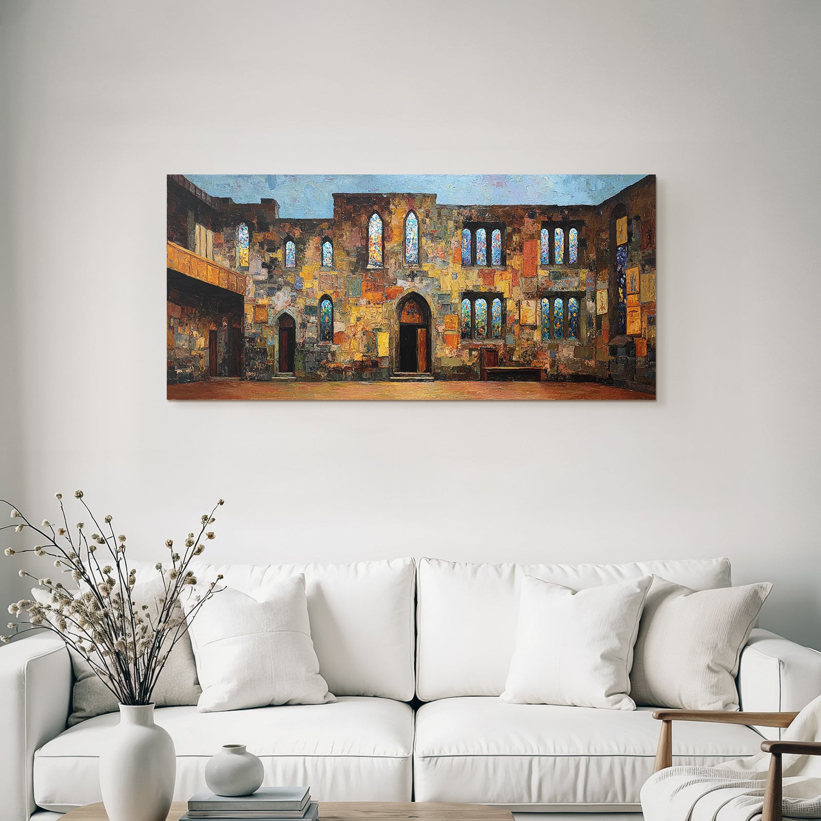 Alte Ruine Mit Fenstern Und Stahlglas Vibrante Farben