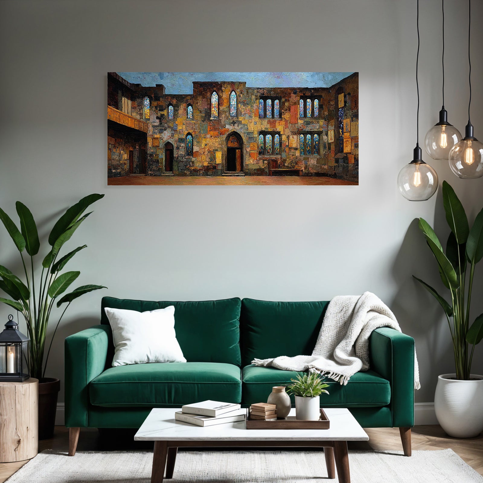 Alte Ruine Mit Fenstern Und Stahlglas Vibrante Farben