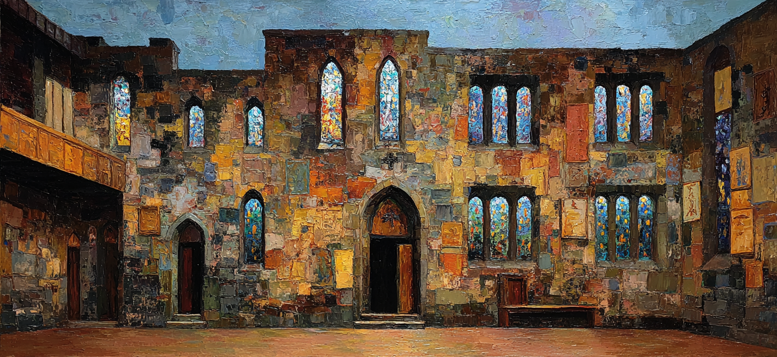 Alte Ruine Mit Fenstern Und Stahlglas Vibrante Farben | Sakrale Bauten | Architektur