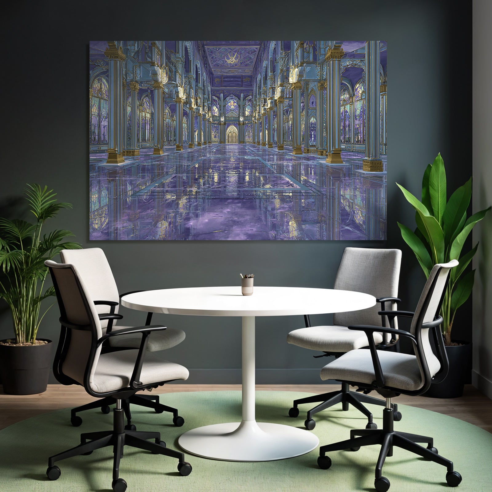 Elegante Architektonische Halle In Lila Und Blau