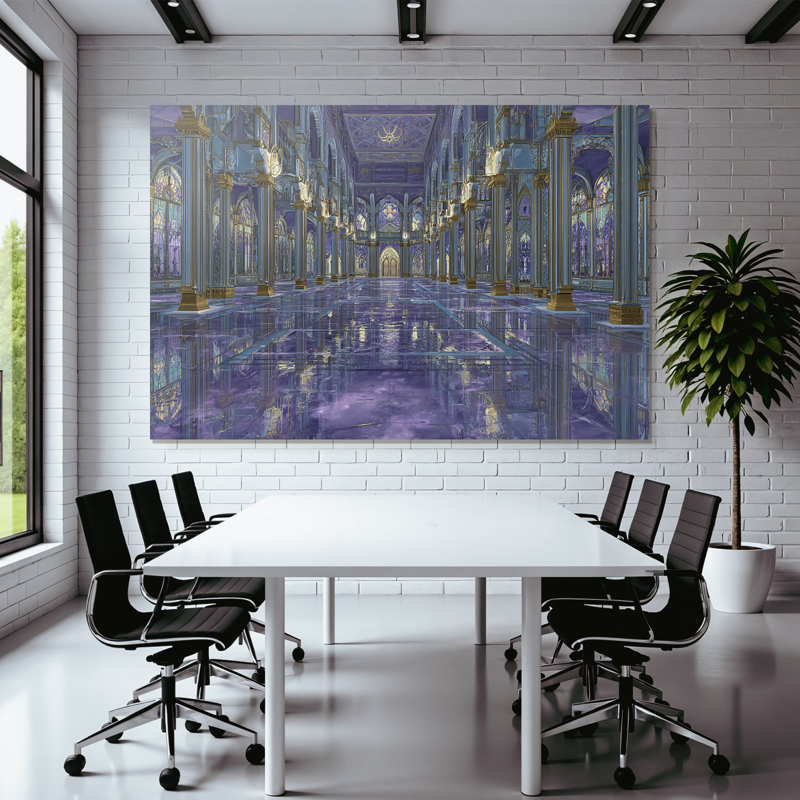 Elegante Architektonische Halle In Lila Und Blau