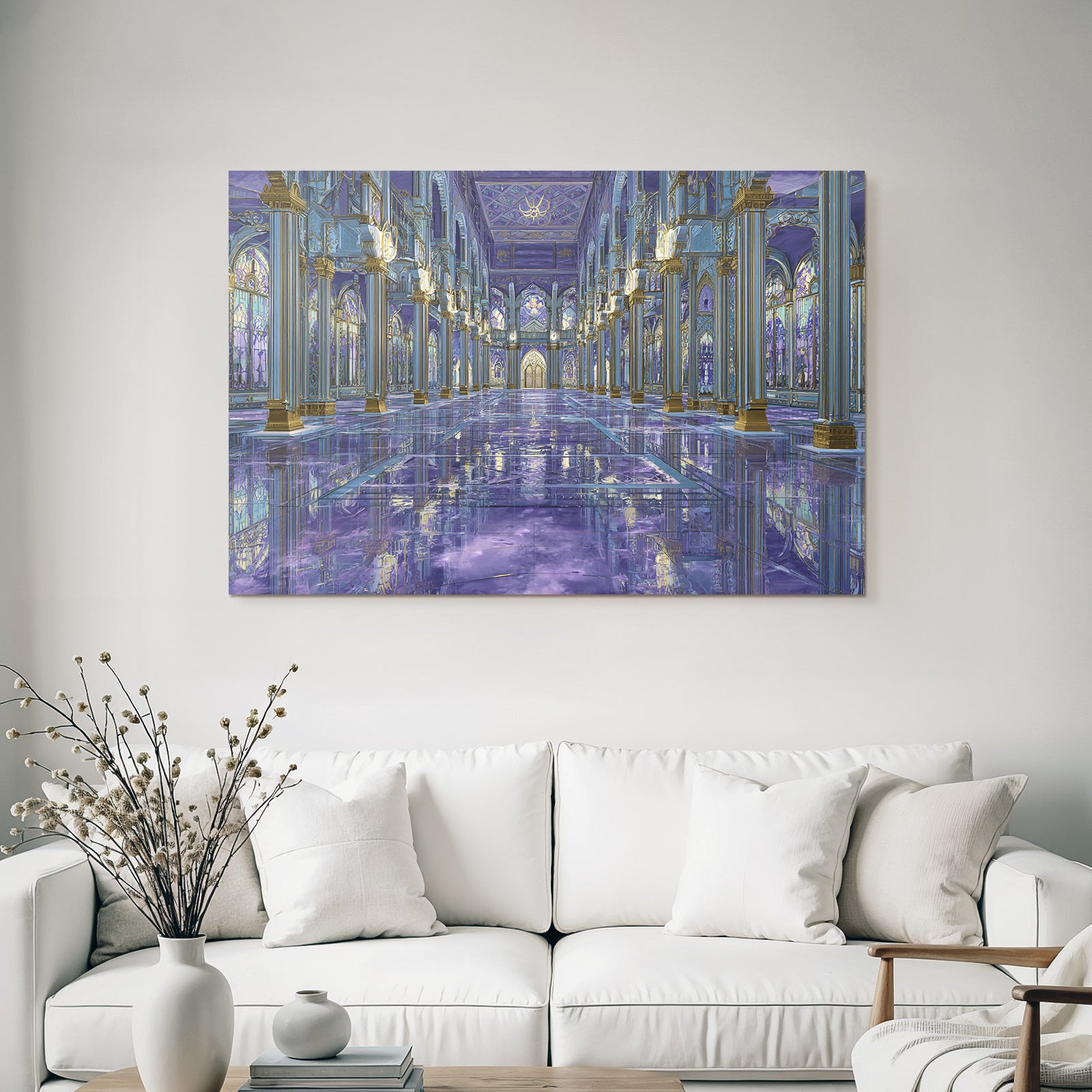 Elegante Architektonische Halle In Lila Und Blau