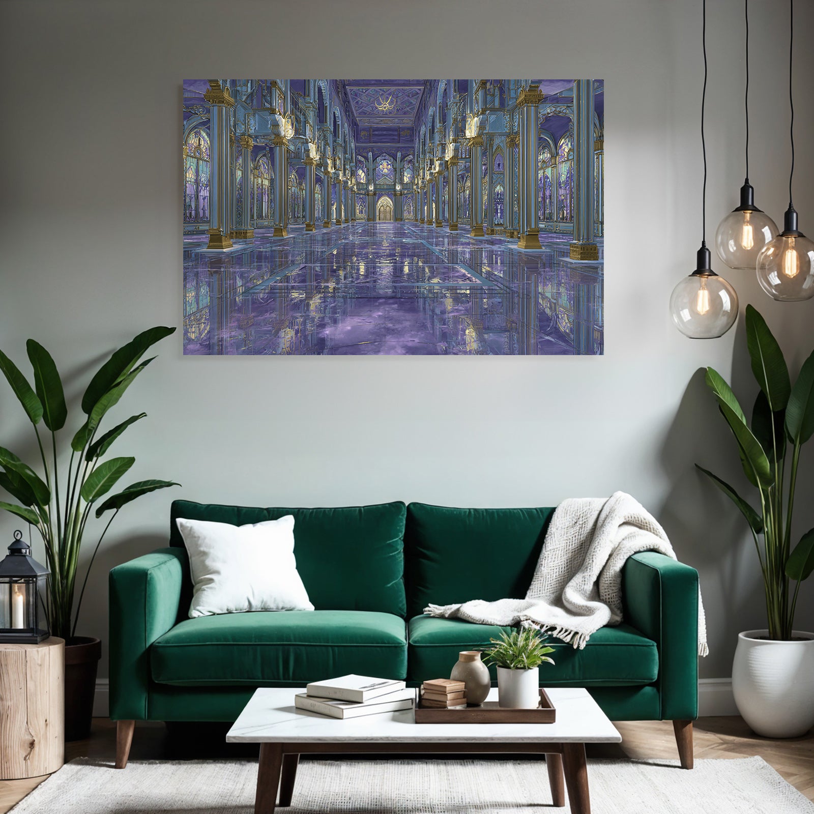Elegante Architektonische Halle In Lila Und Blau