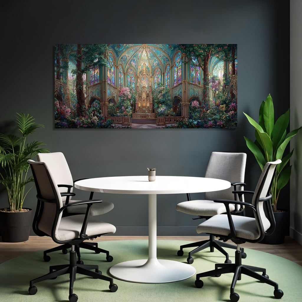 Fantastische Innen Grand Hall Mit Grünen Pflanzen Und Blumen