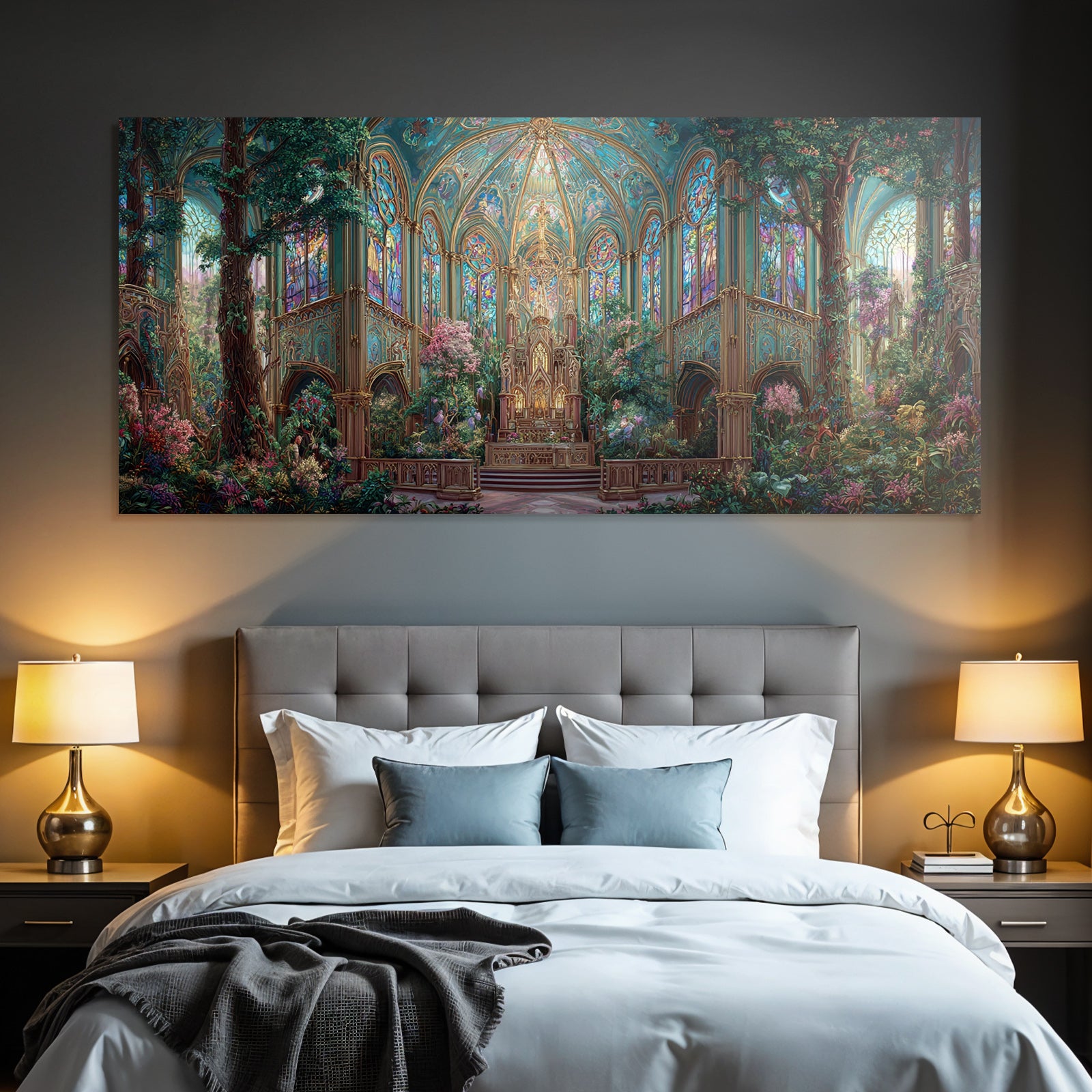 Fantastische Innen Grand Hall Mit Grünen Pflanzen Und Blumen
