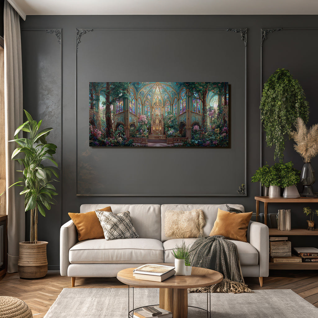 Fantastische Innen Grand Hall Mit Grünen Pflanzen Und Blumen