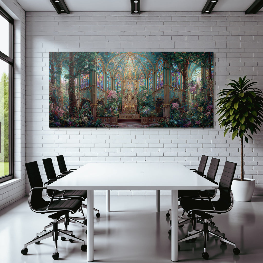 Fantastische Innen Grand Hall Mit Grünen Pflanzen Und Blumen
