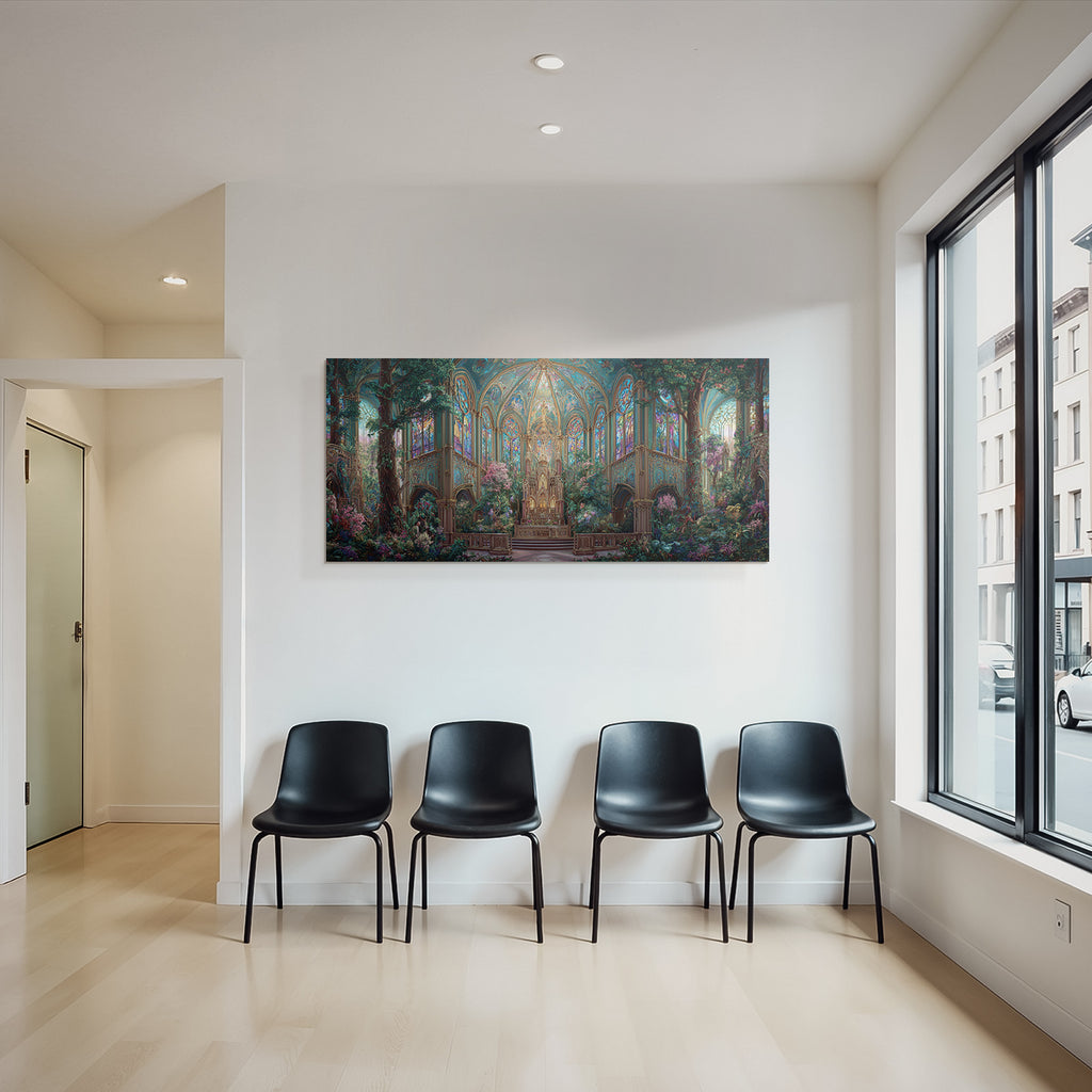 Fantastische Innen Grand Hall Mit Grünen Pflanzen Und Blumen