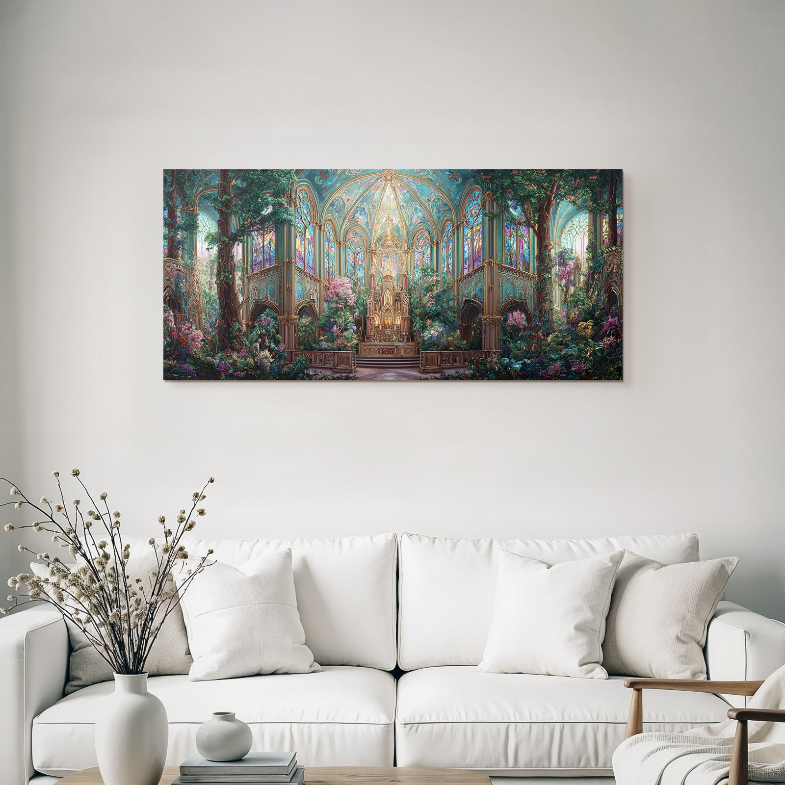 Fantastische Innen Grand Hall Mit Grünen Pflanzen Und Blumen