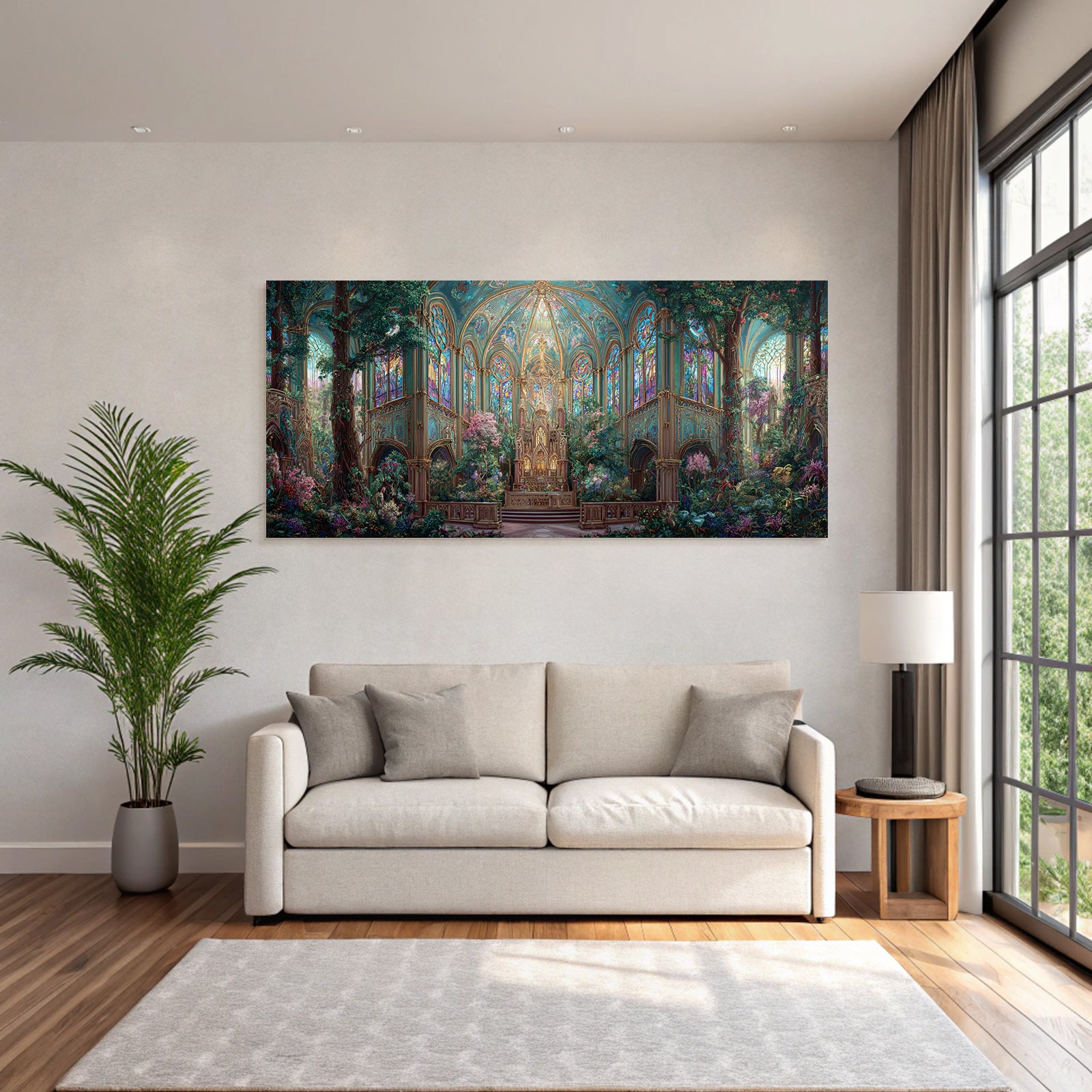 Fantastische Innen Grand Hall Mit Grünen Pflanzen Und Blumen