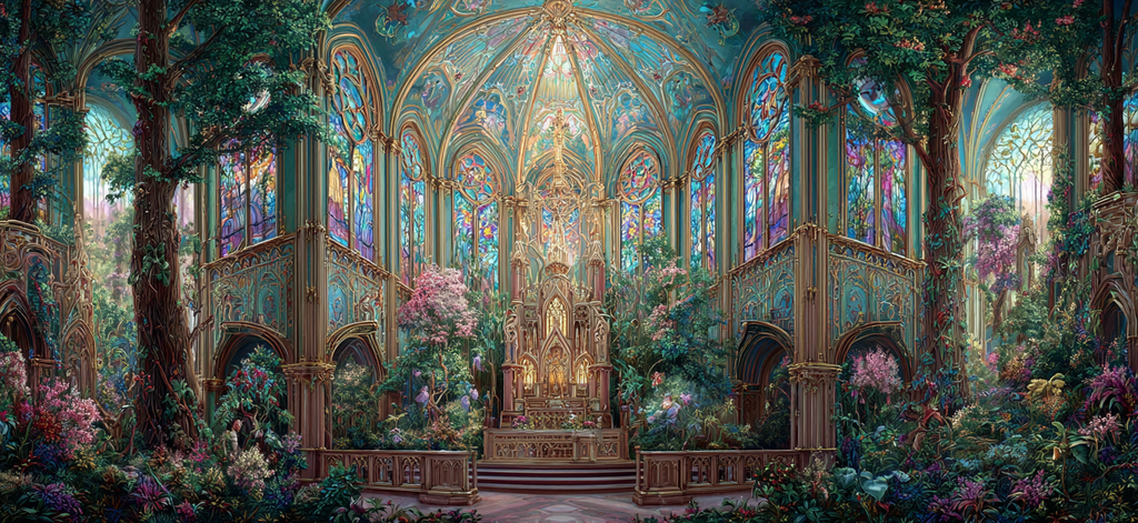 Fantastische Innen Grand Hall Mit Grünen Pflanzen Und Blumen | Sakrale Bauten | Architektur