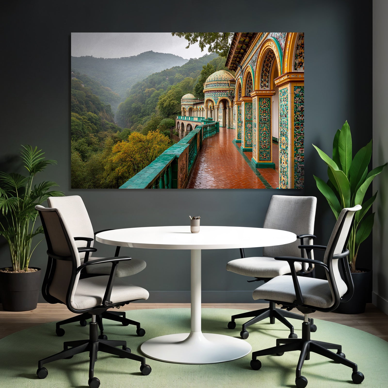 Gegenüber Landschaft Mit Bergen Und Grünem Hintergrund
