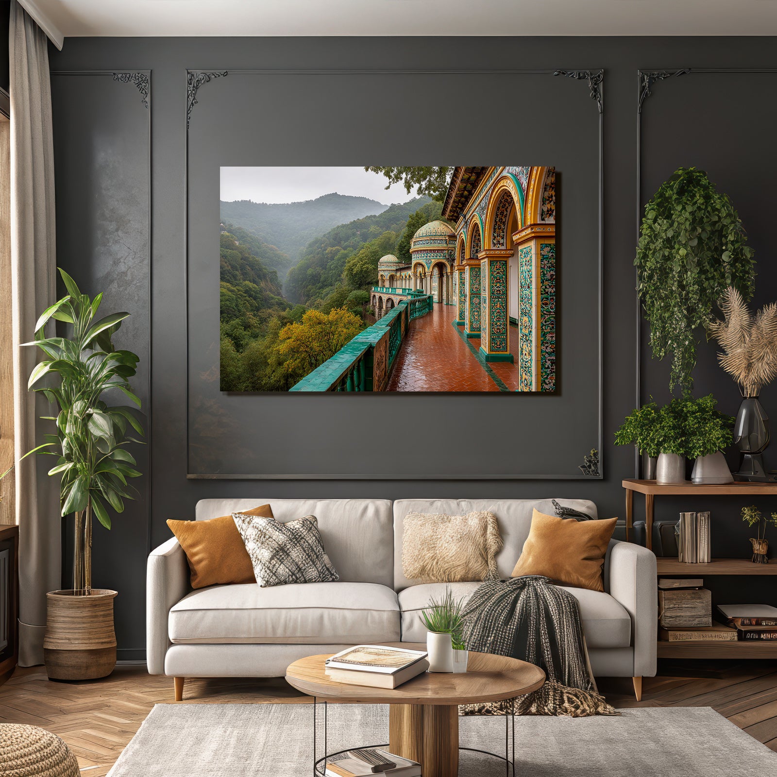 Gegenüber Landschaft Mit Bergen Und Grünem Hintergrund