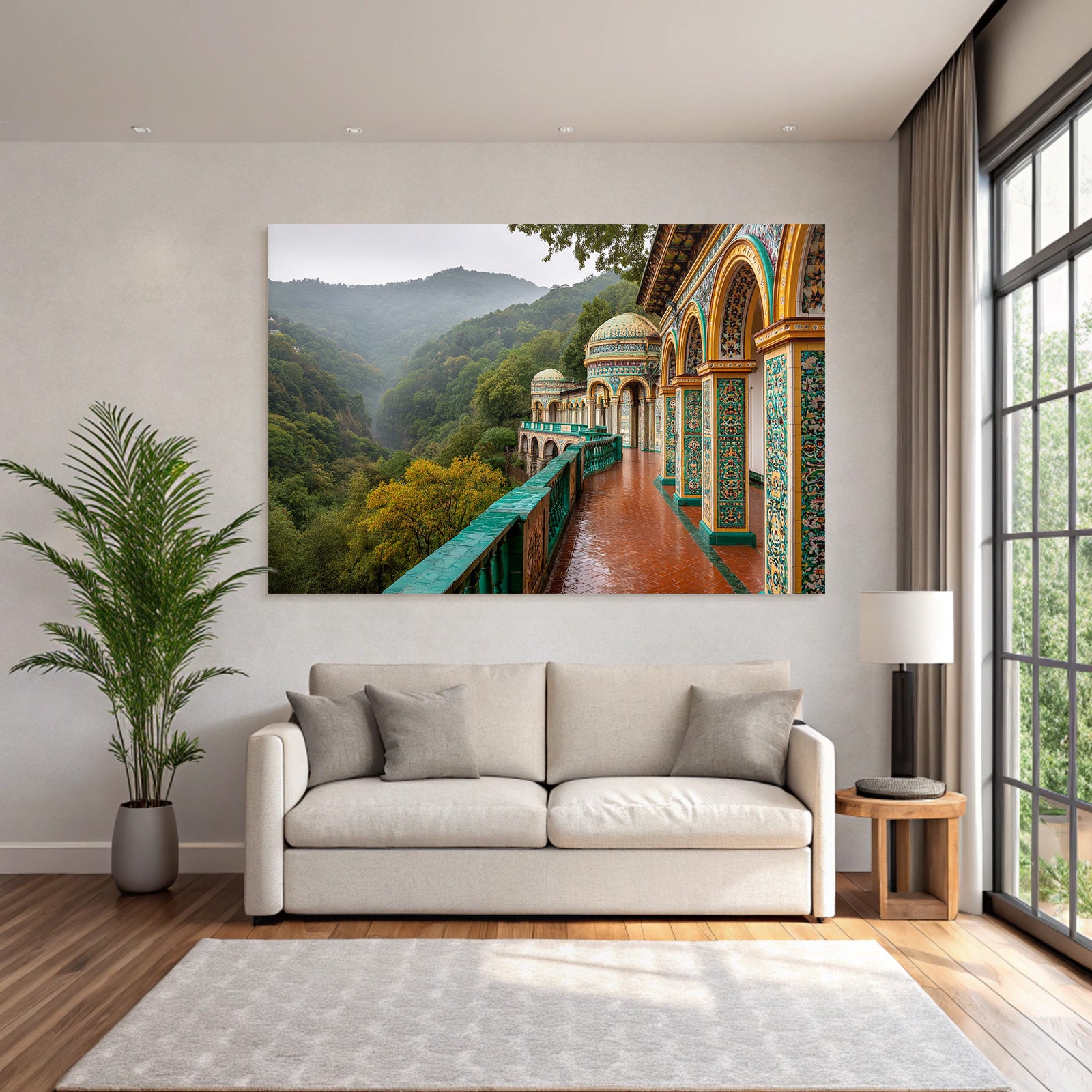 Gegenüber Landschaft Mit Bergen Und Grünem Hintergrund