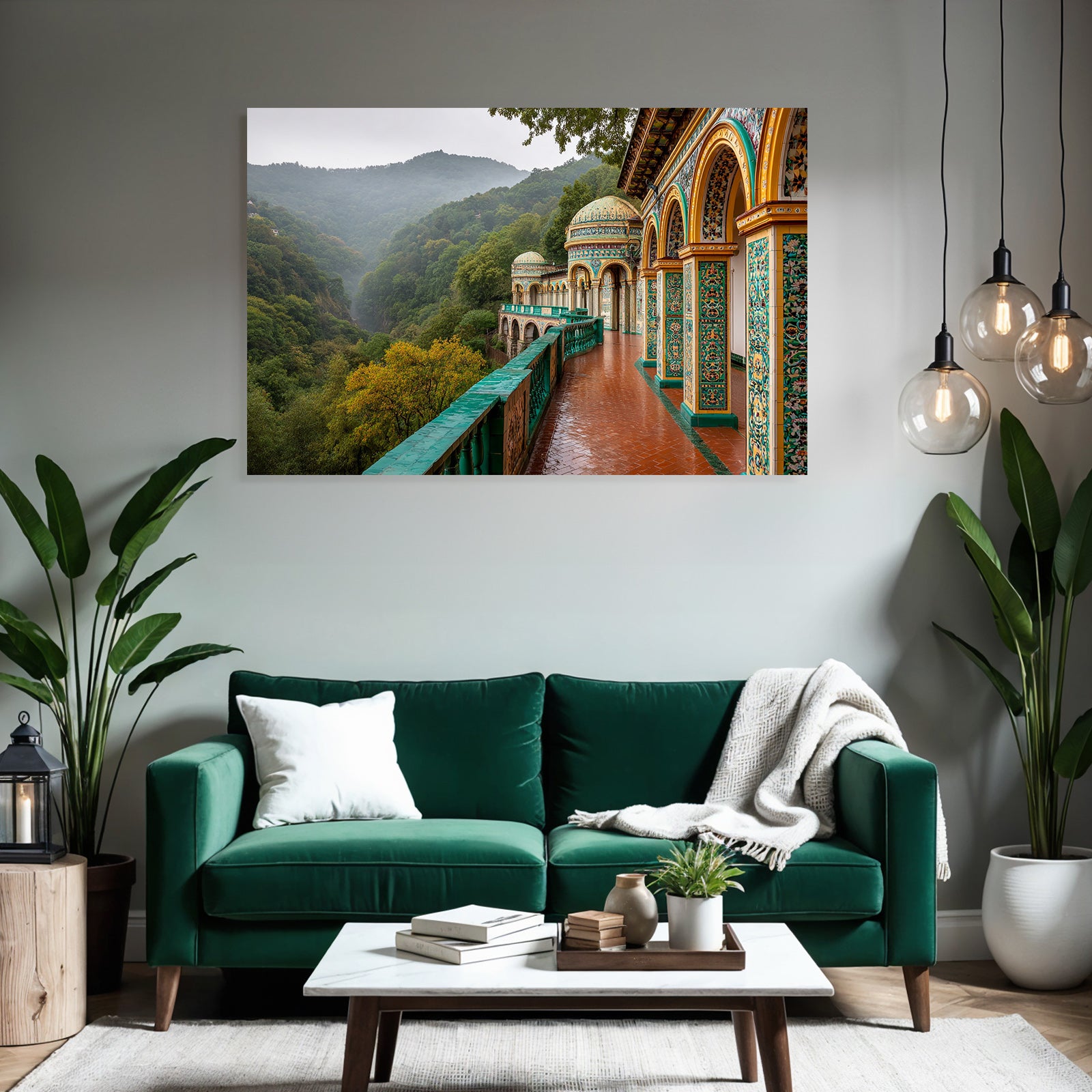 Gegenüber Landschaft Mit Bergen Und Grünem Hintergrund