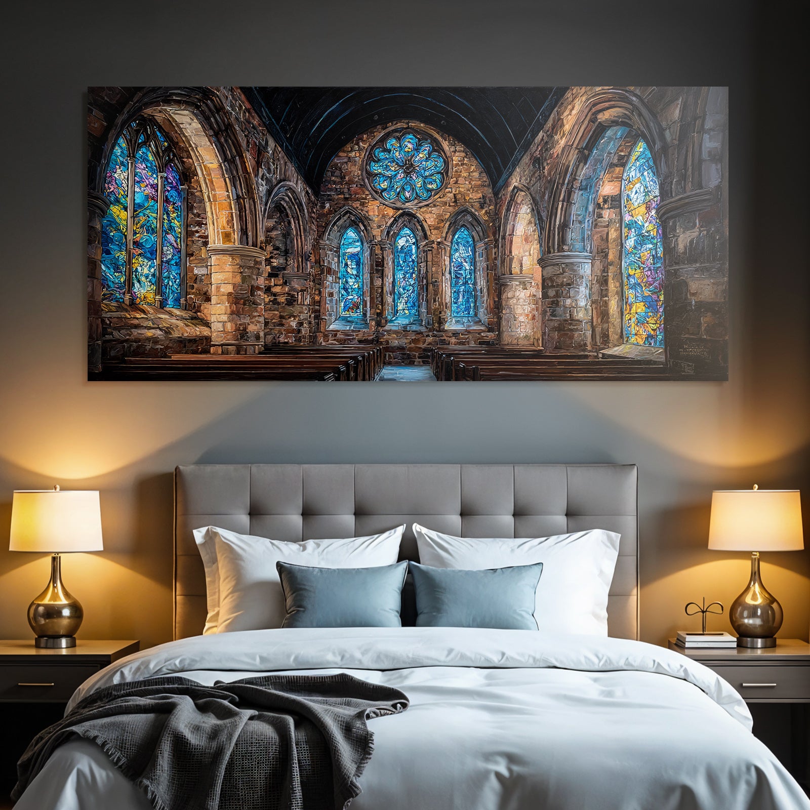 Historische Kirche Gothischer Buntes Fensterlicht