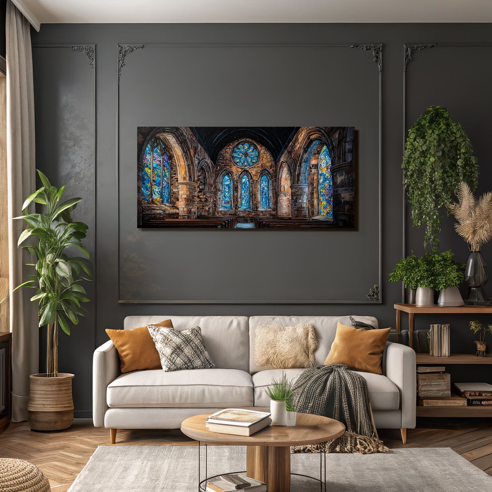 Historische Kirche Gothischer Buntes Fensterlicht