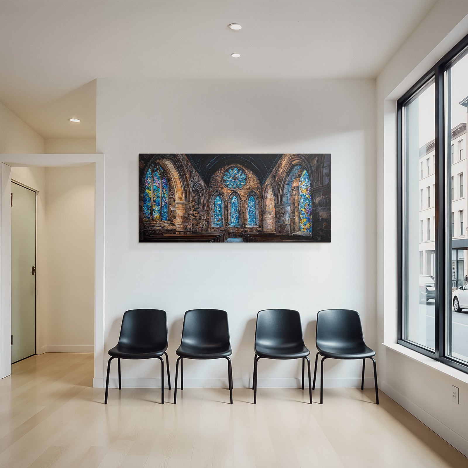 Historische Kirche Gothischer Buntes Fensterlicht