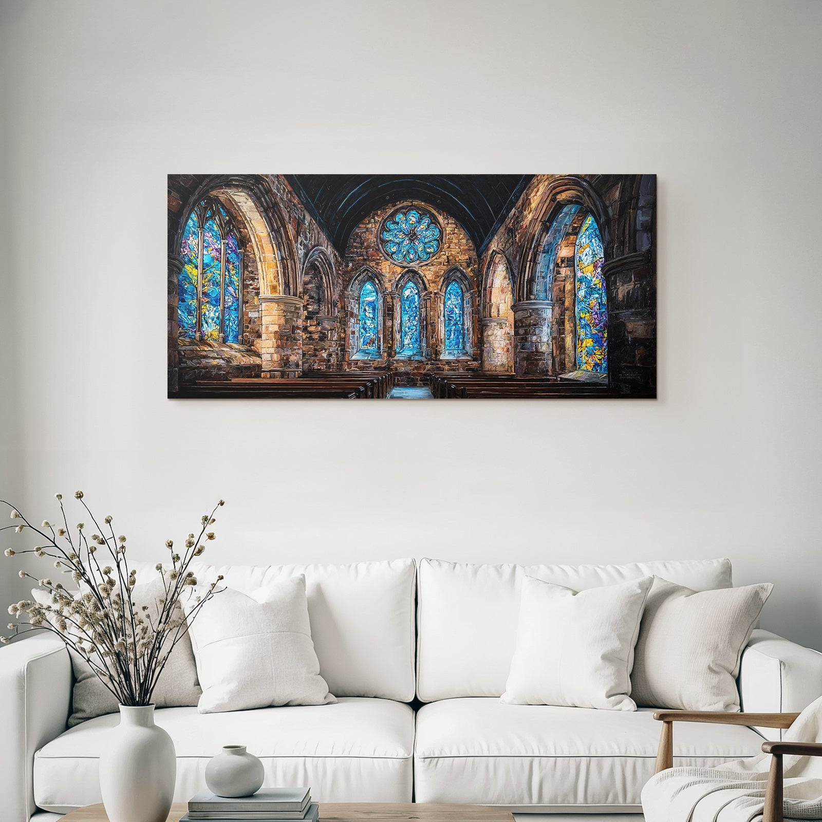 Historische Kirche Gothischer Buntes Fensterlicht