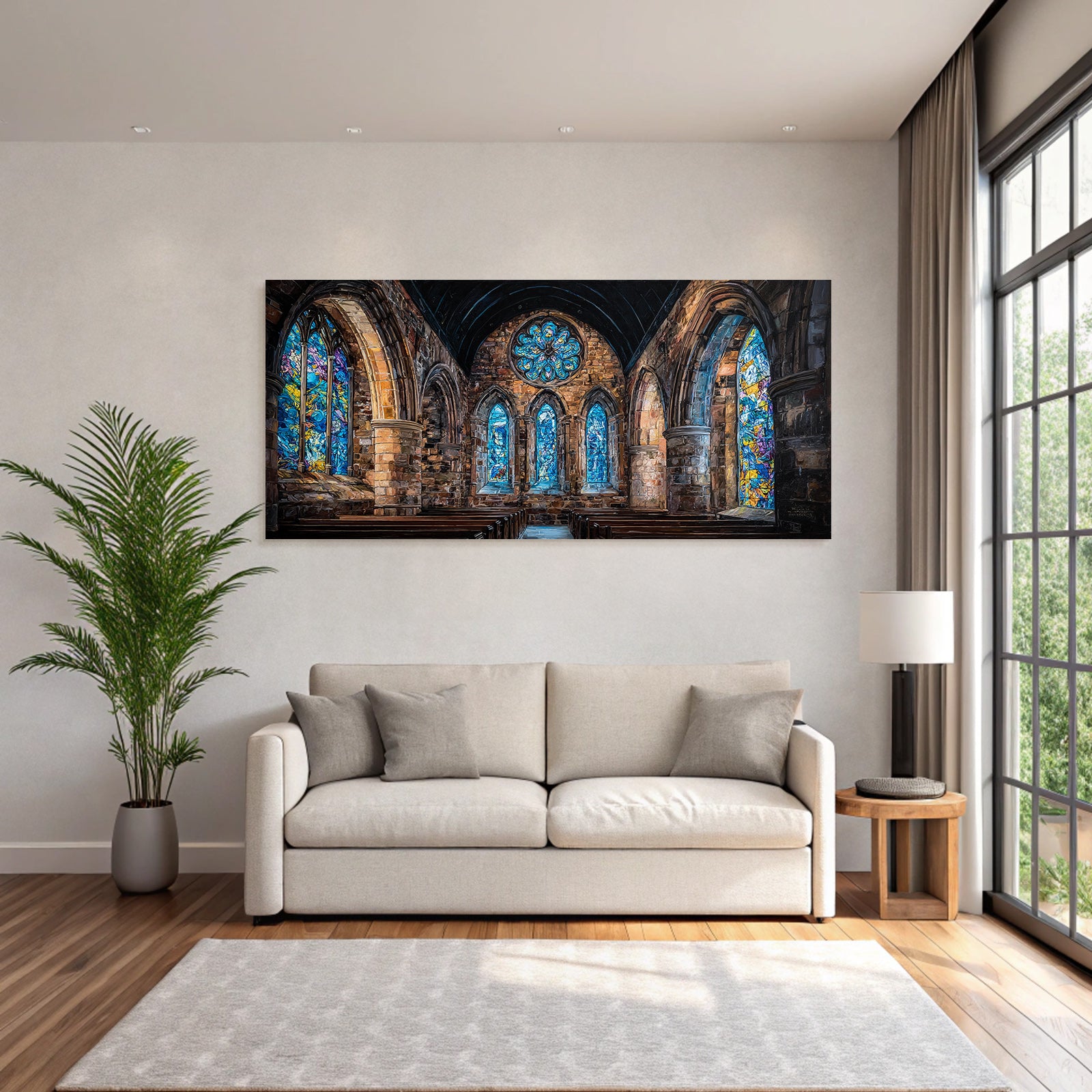 Historische Kirche Gothischer Buntes Fensterlicht