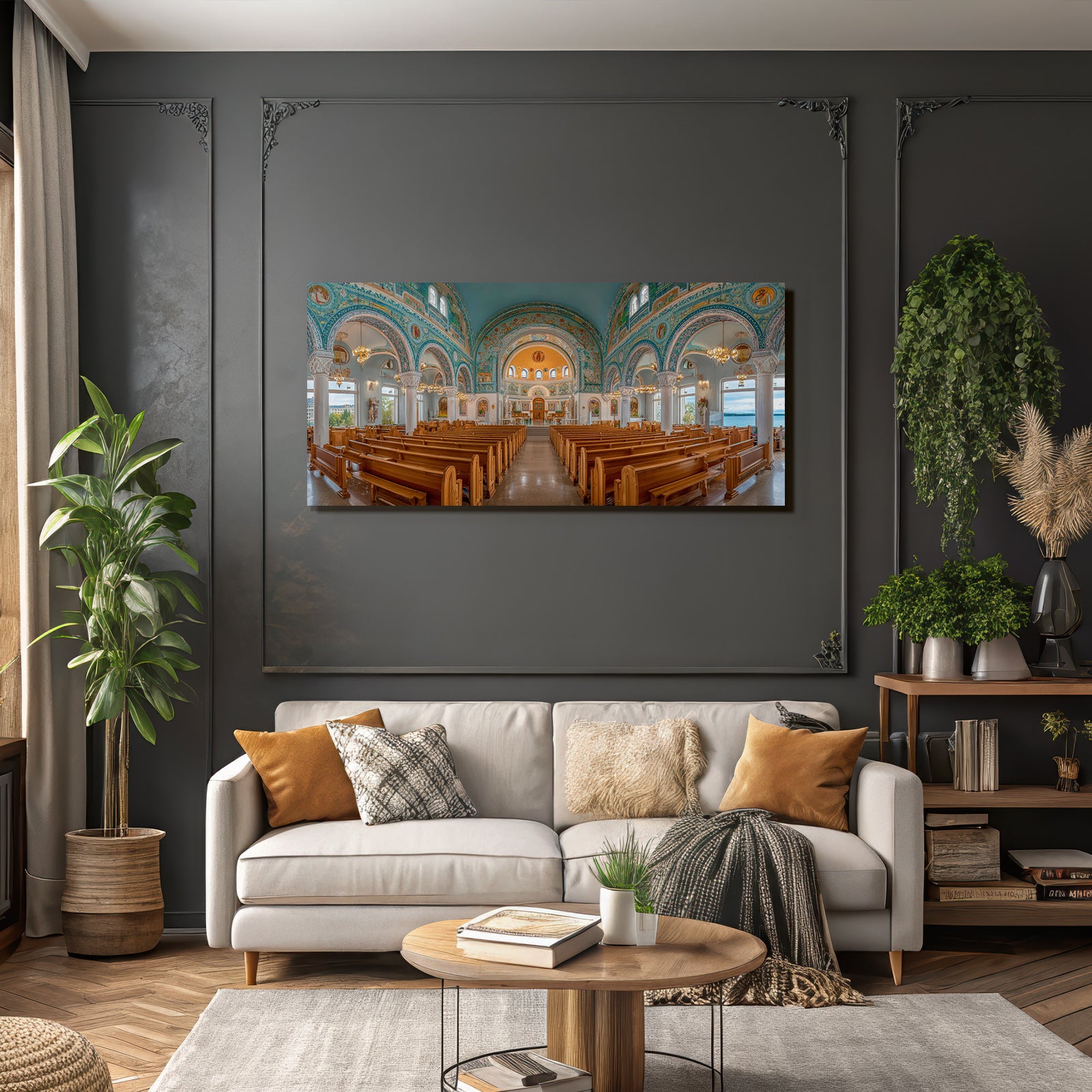 Innere Der Kirche Mit Orientierten Und Murals