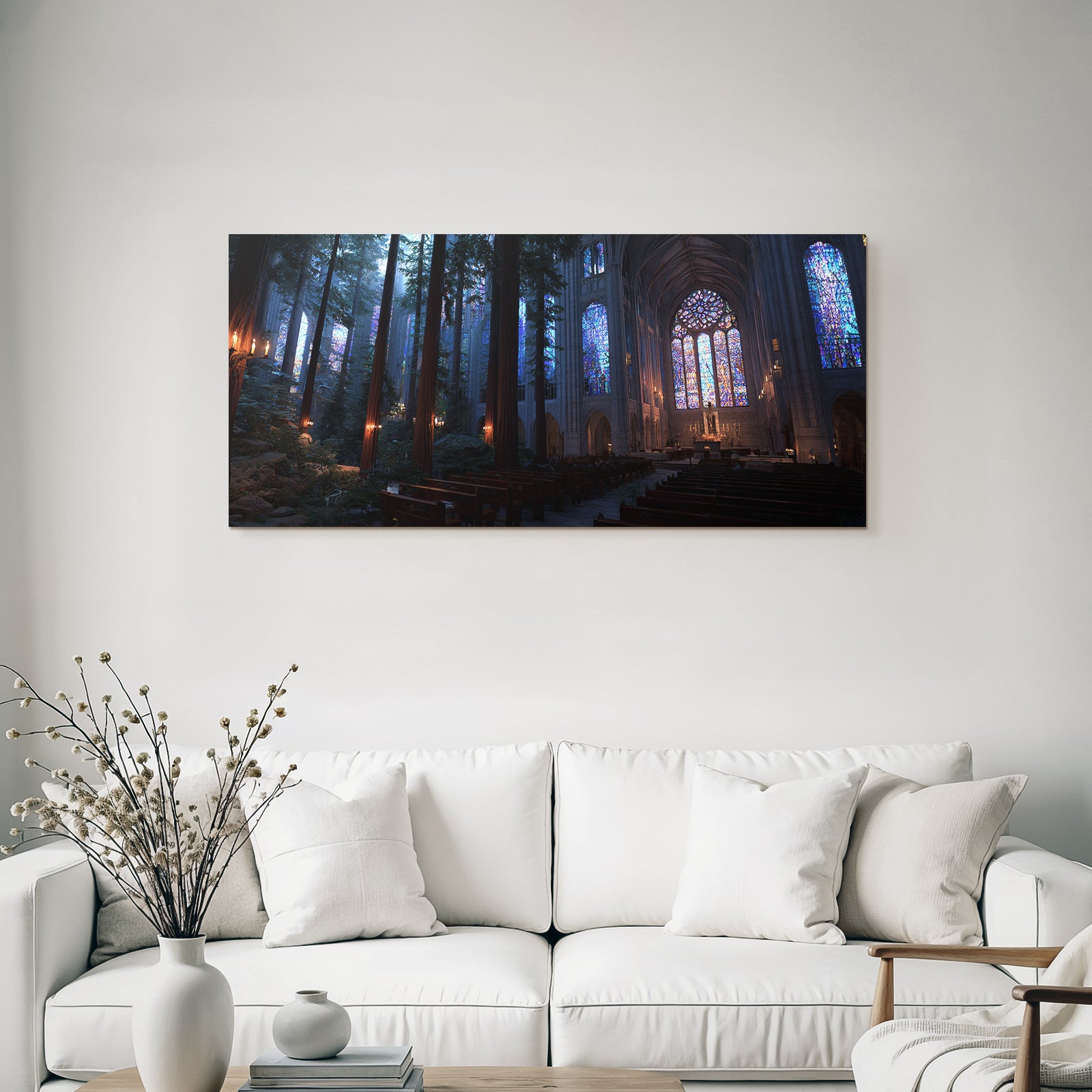 Kathedrale Im Wald Mit Bunten Fenstern
