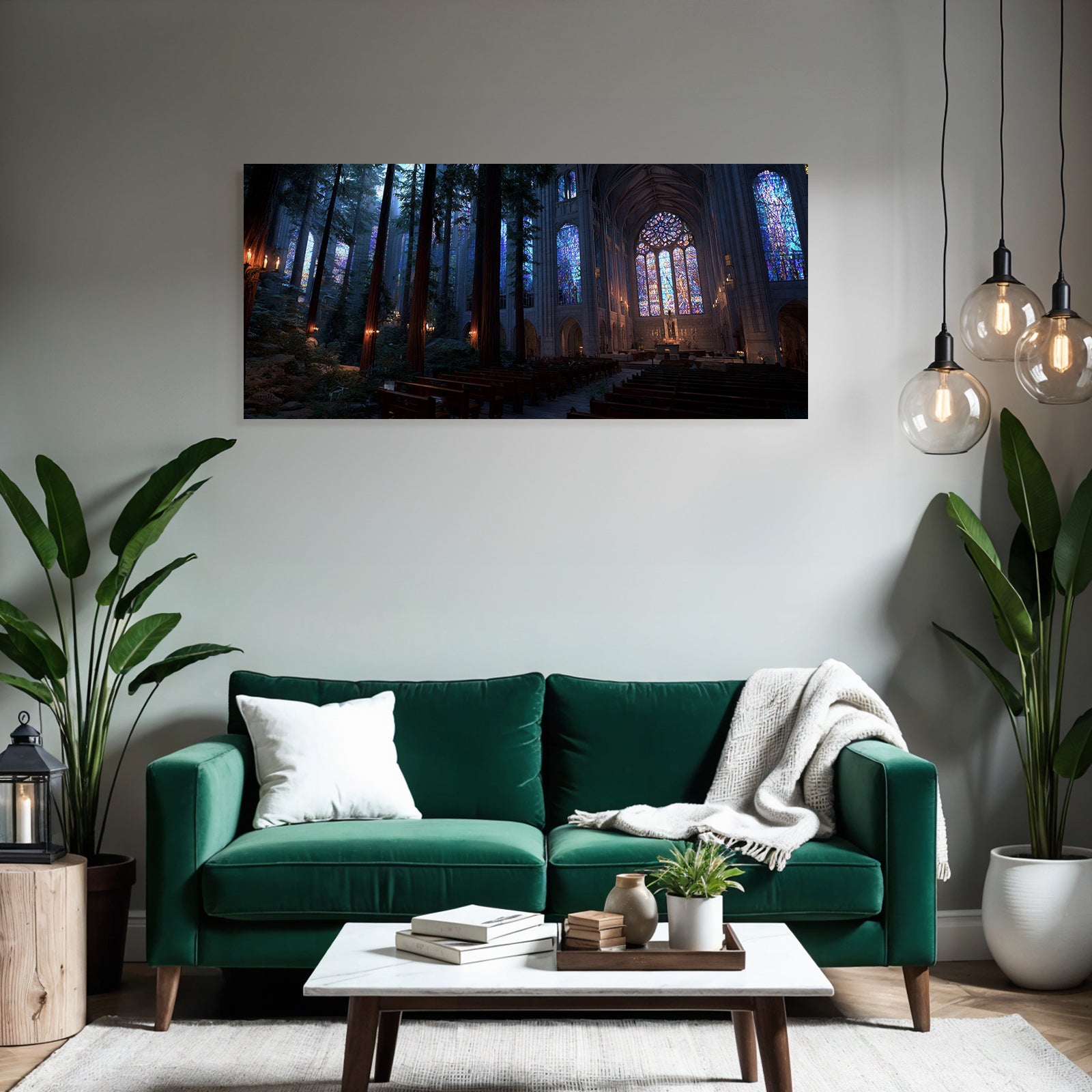 Kathedrale Im Wald Mit Bunten Fenstern