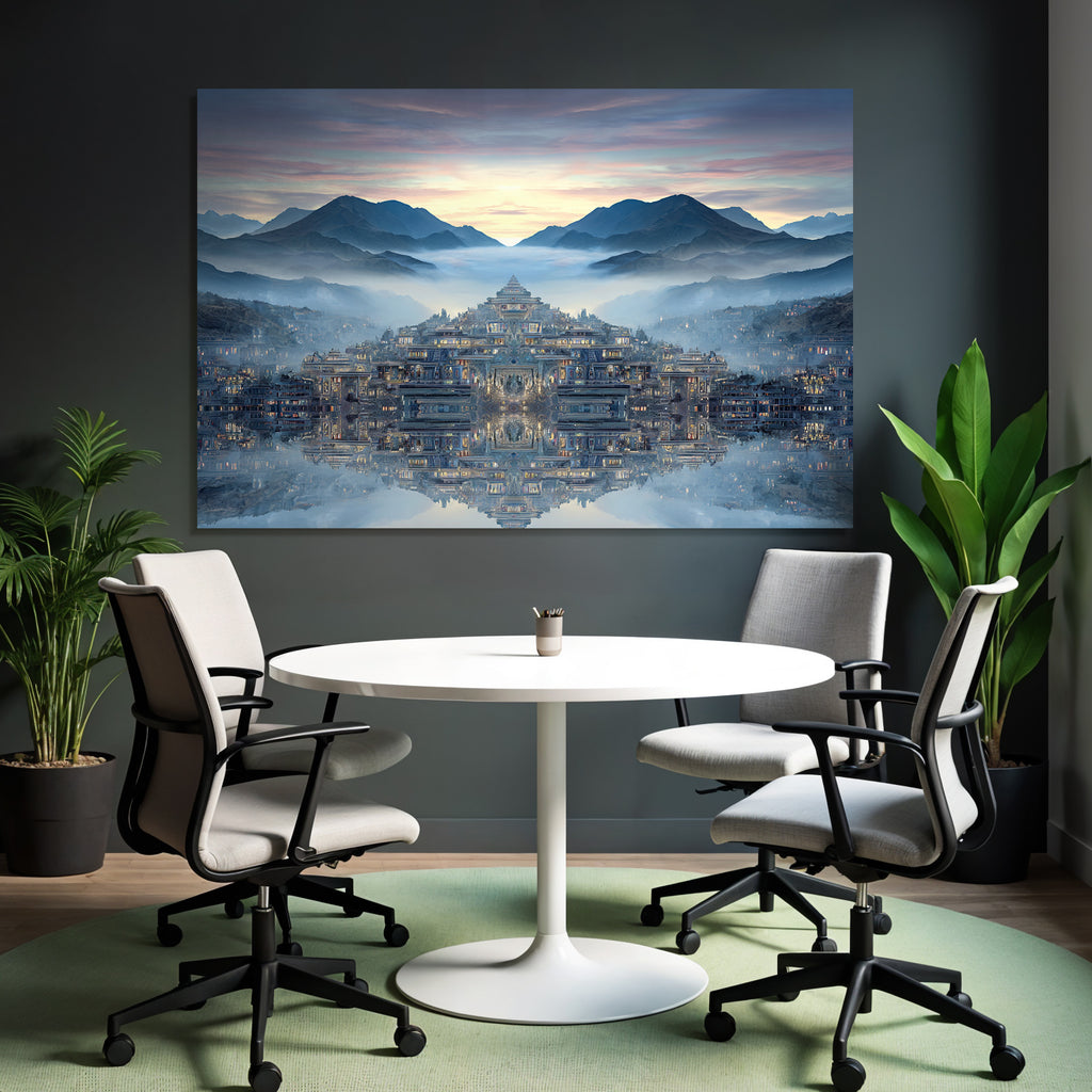 Surreale Landschaft Traumhafte Mit Spiegelung Dämmerungsstimmung