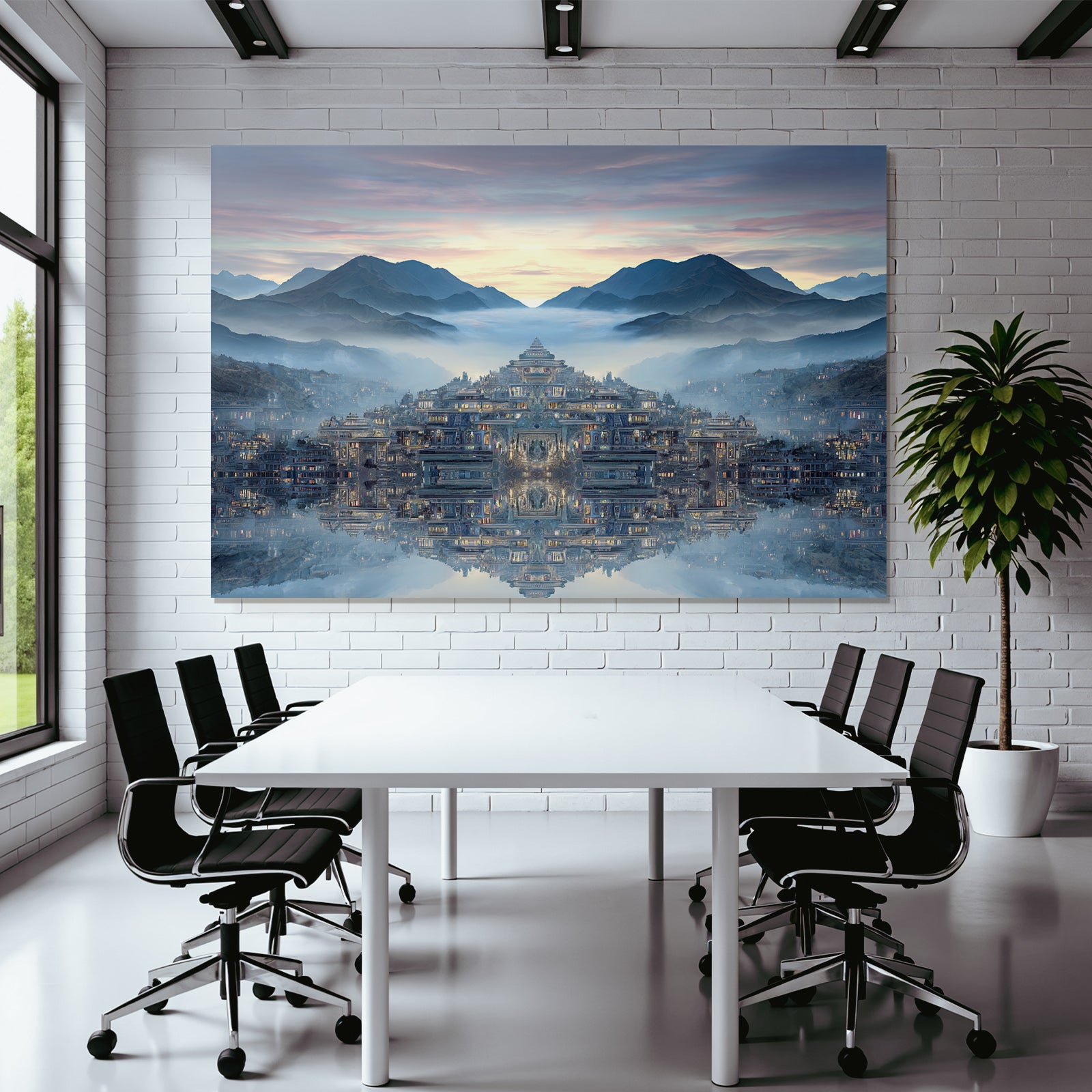 Surreale Landschaft Traumhafte Mit Spiegelung Dämmerungsstimmung