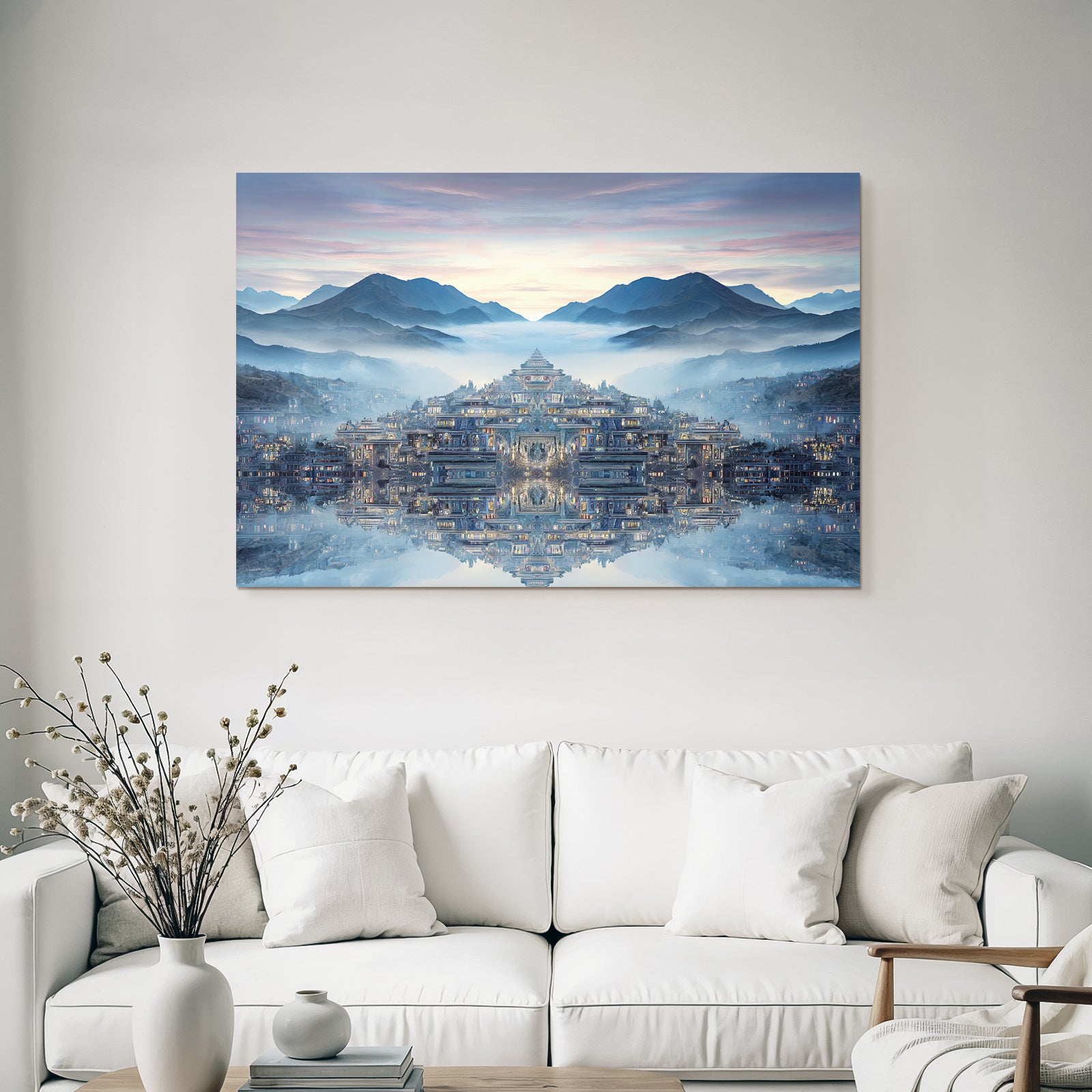 Surreale Landschaft Traumhafte Mit Spiegelung Dämmerungsstimmung