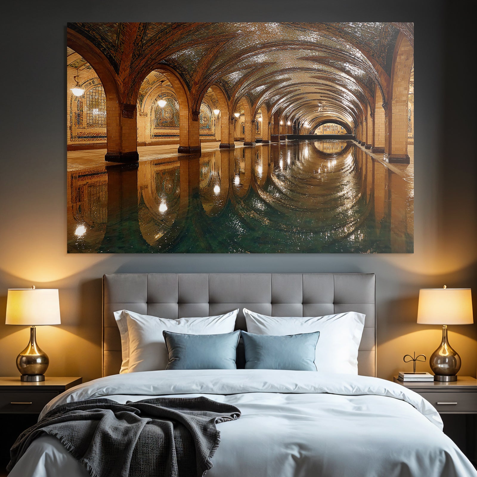 Unterirdischer Raum Mit Und Wasser Reflexionen