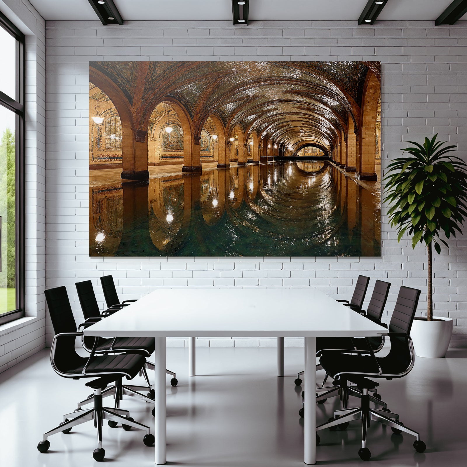 Unterirdischer Raum Mit Und Wasser Reflexionen