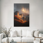 Old Fortress in Autumn Dramatic Countryside with Moody Ski