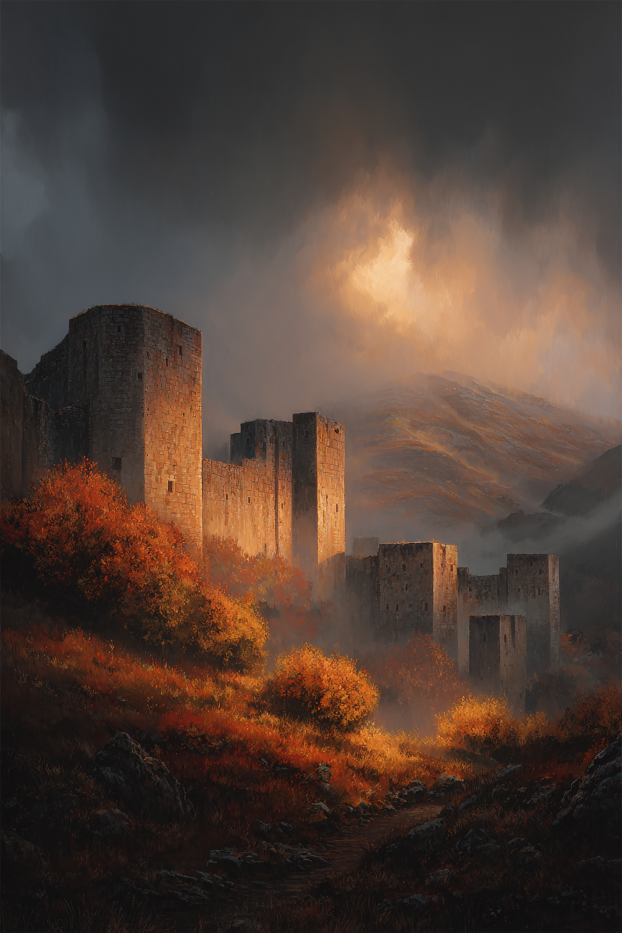 Alte Vestung Im Herbst Dramatische Landlandschaft Mit Moody Ski | Scloesser und Burgen | Architektur