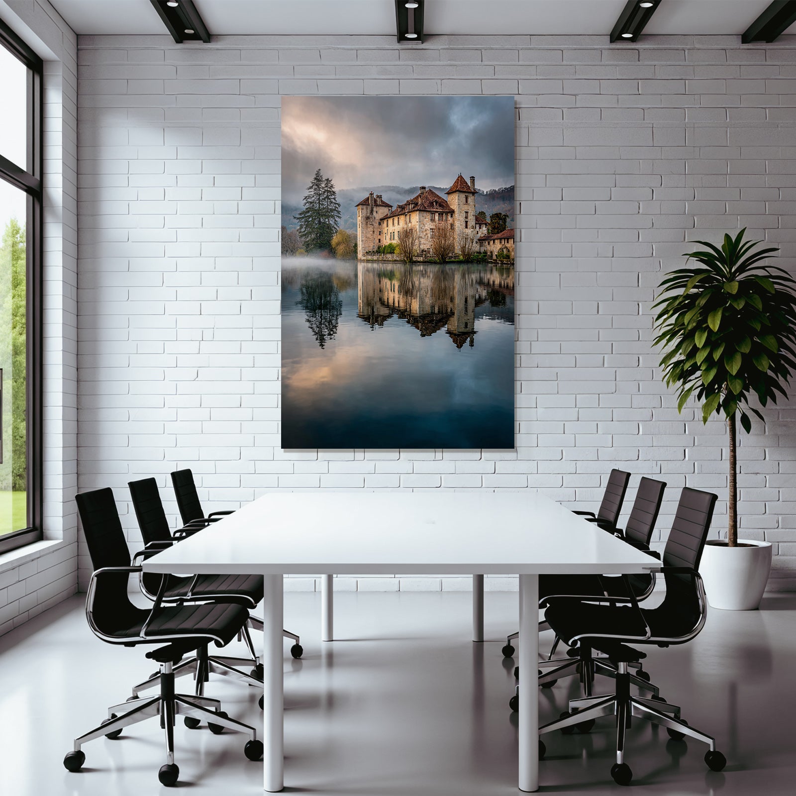 Castle Waterfront Reflection Tranquil Landscape