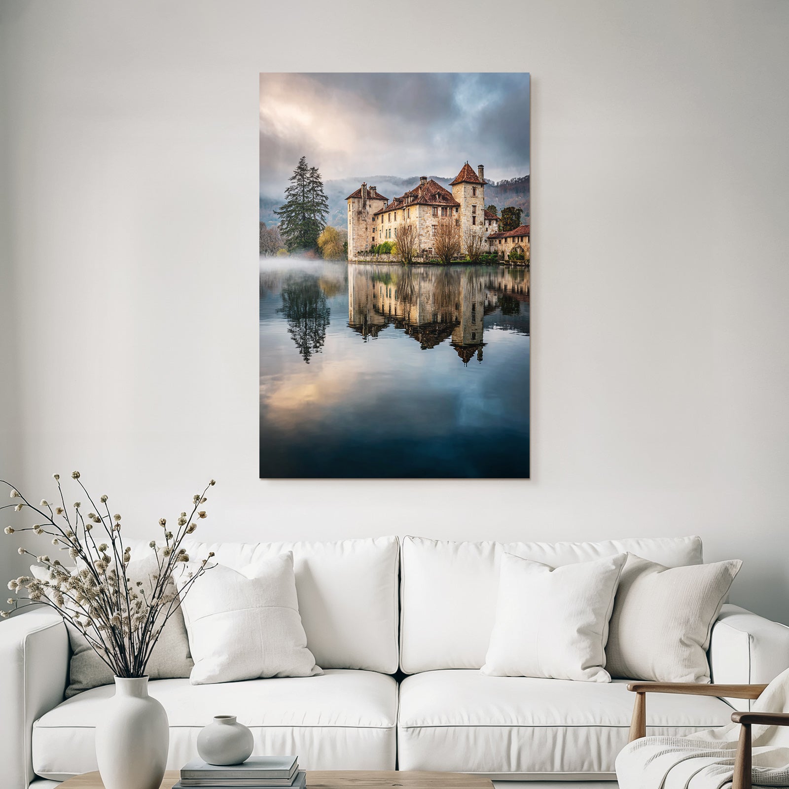 Castle Waterfront Reflection Tranquil Landscape