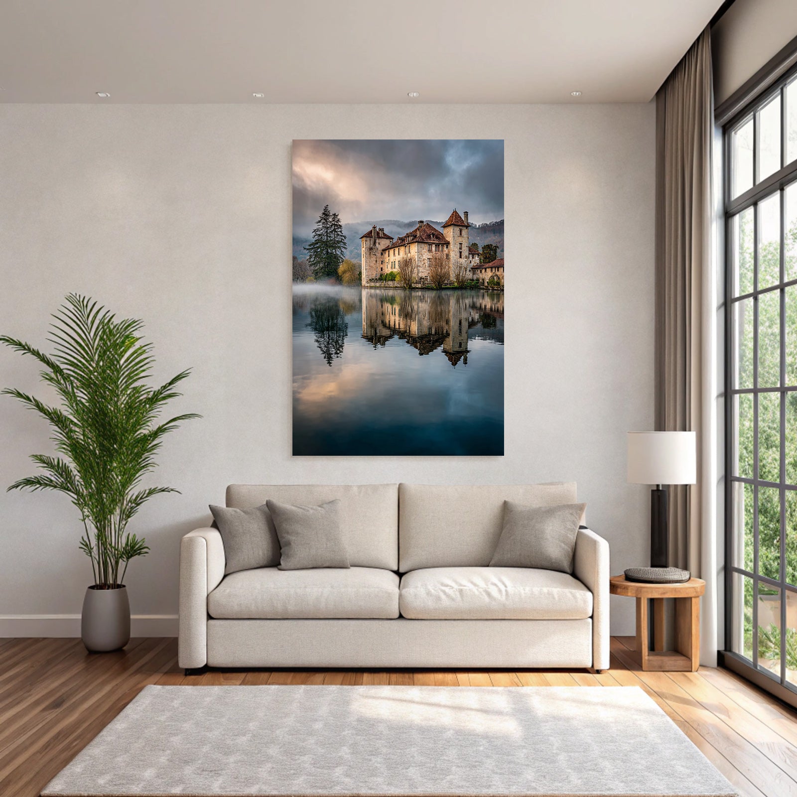 Castle Waterfront Reflection Tranquil Landscape