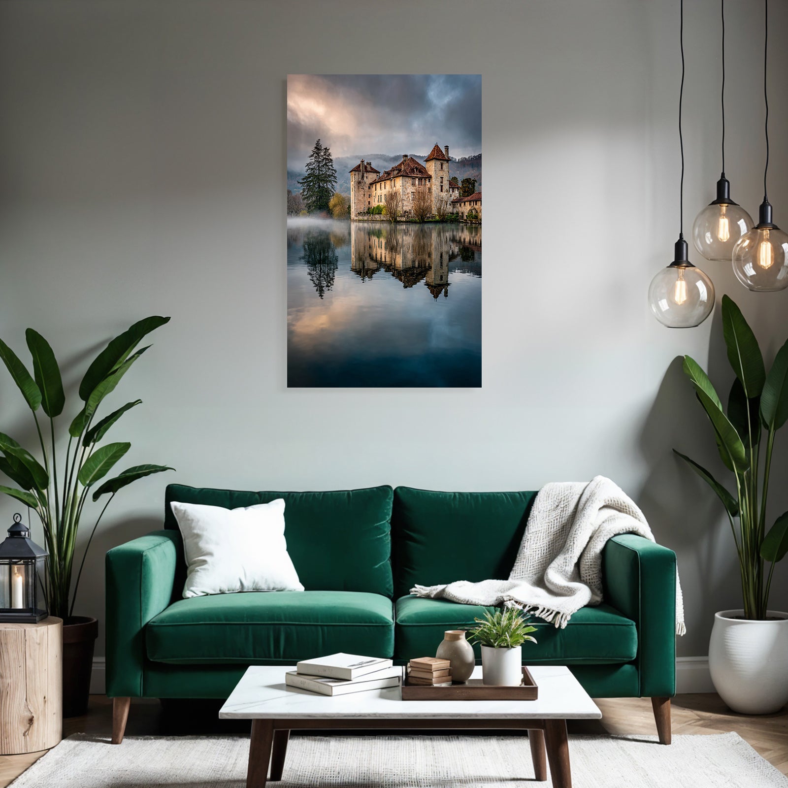 Castle Waterfront Reflection Tranquil Landscape