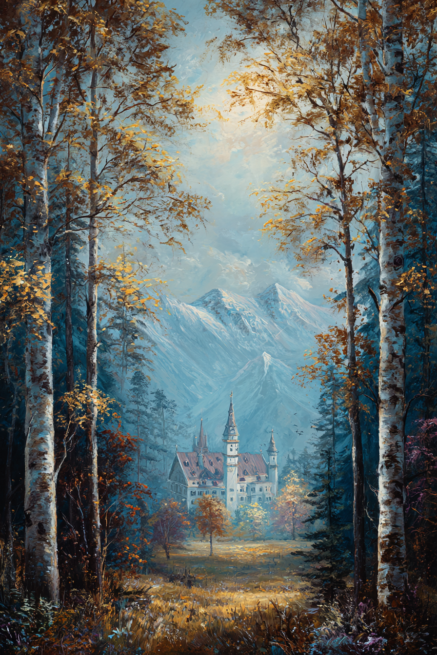 Herbstliche Landschaft Mit Schloss Im Gebirge | Scloesser und Burgen | Architektur