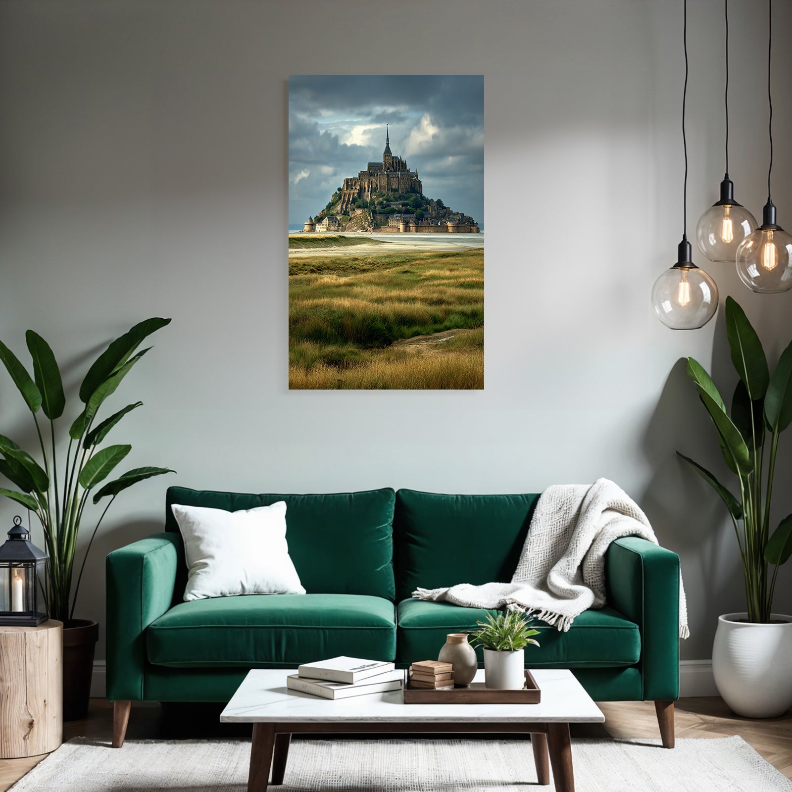 Historic Abbey on Island Surrounded by Green Areas and Moors